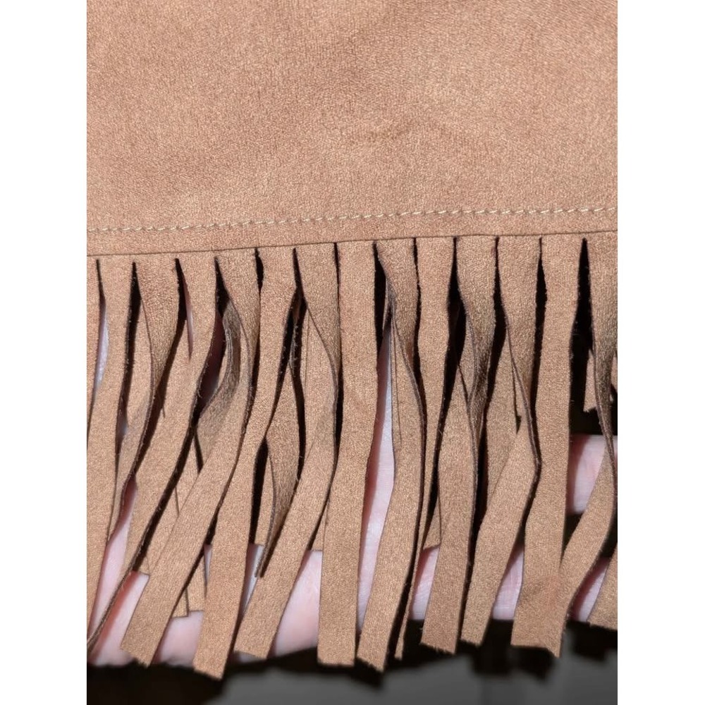 Elliott Lauren Faux Suede Fringe Jacket Womens Size 10 Western Boho Brown - Picture 3 of 6
